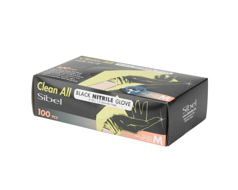 Sibel Guantes de nitrilo negros talla M 100 unidades